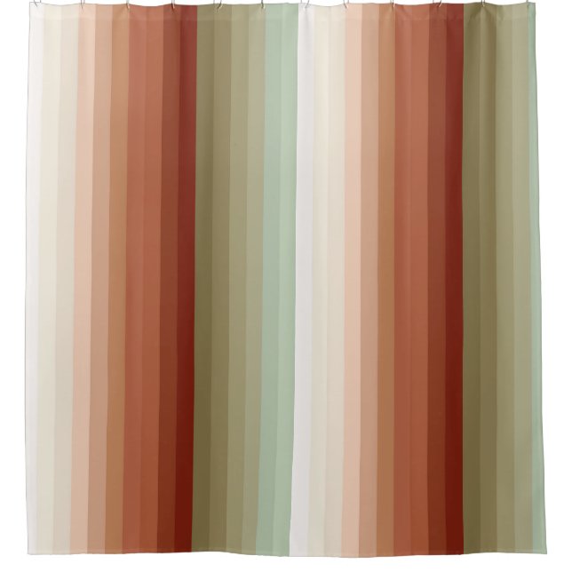 Colorful Earth Tone Striped Shower Curtain (Front)