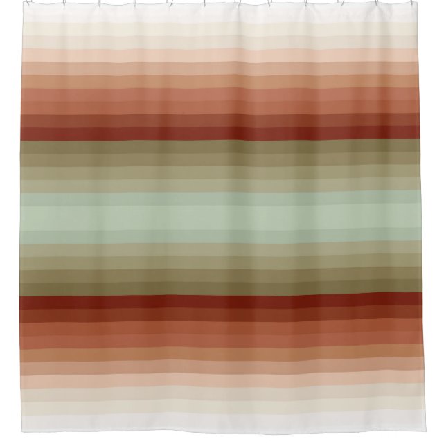 Colorful Earth Tones Striped Shower Curtain (Front)