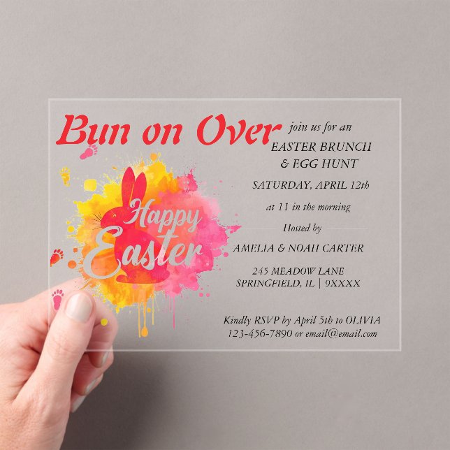 COLORFUL  Easter BRUNCH & HUNT Acrylic Invitations (Insitu (Handheld))