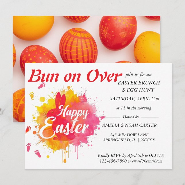 COLORFUL  Easter BRUNCH & HUNT Invitation (Front/Back)