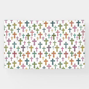 Colorful Easter cross patterned Banner