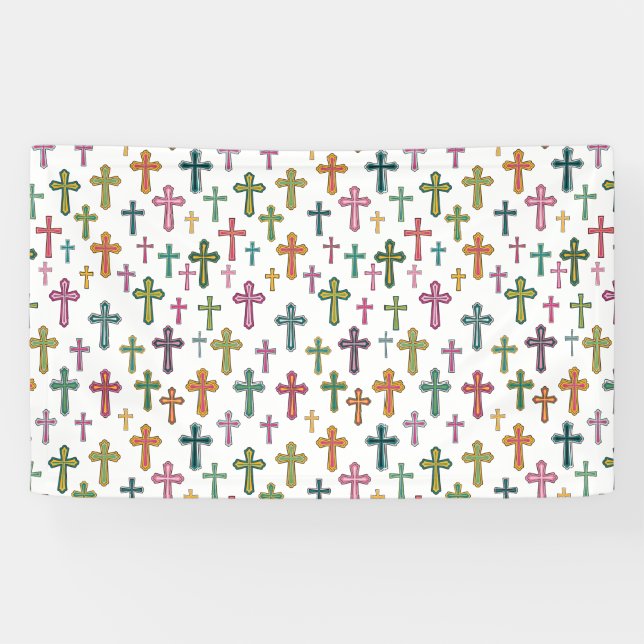 Colorful Easter cross patterned Banner (Horizontal)