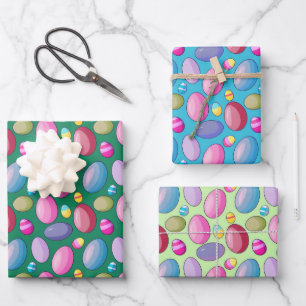 Colorful Easter Egg Pattern Wrapping Paper Sheet