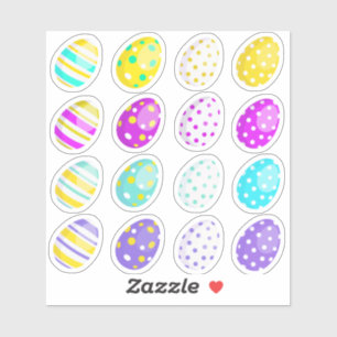 Colorful Easter Eggs Custom-Cut Vinyl Sticker Set