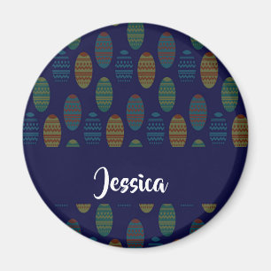 Colorful easter eggs on blue magnet