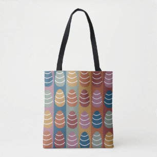Colorful Easter Eggs Stripes Pattern Happy Easter Tote Bag