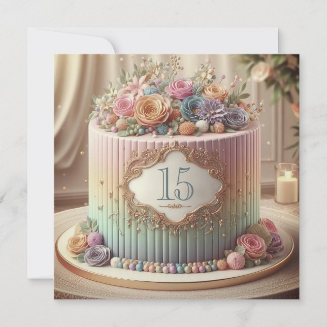 COLORFUL EDITABLE WEDDING ANNIVERSARY CAKE INVITATION (Front)