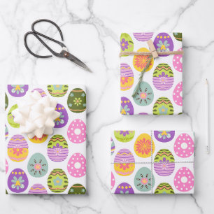 Colorful Egg Pattern Easter Wrapping Paper Sheet