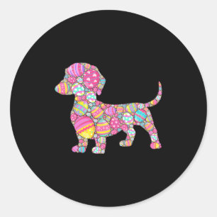 Colorful Eggs Dachshund Dog Puppy Classic Round Sticker