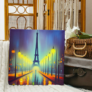 Colorful Eiffel Tower at Night  Canvas Print