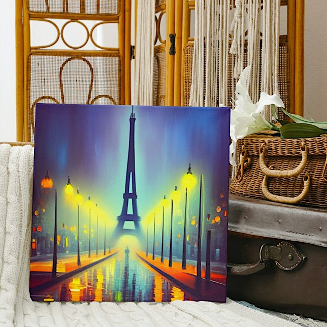 Colorful Eiffel Tower at Night  Canvas Print (Creator Uploaded)