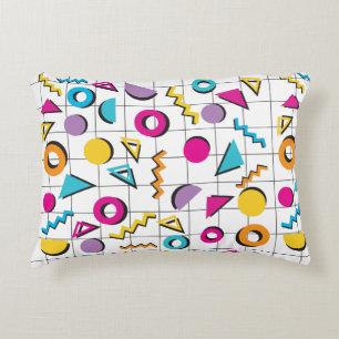 Colorful Eighties 80's Retro Geometric Pattern Decorative Cushion