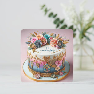 COLORFUL ELABORATE WEDDING ANNIVERSARY CAKE 