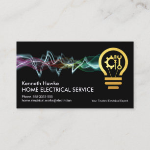 Colorful Electrical Lightning Charge Gold Bulb Business Card