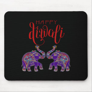 Colorful Elephant Happy Deepavali Diwali For Hindu Mouse Mat