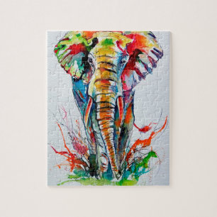 Colorful elephant jigsaw puzzle