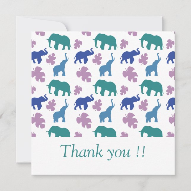 Colorful Elephant Thank You Card – Customizable (Front)