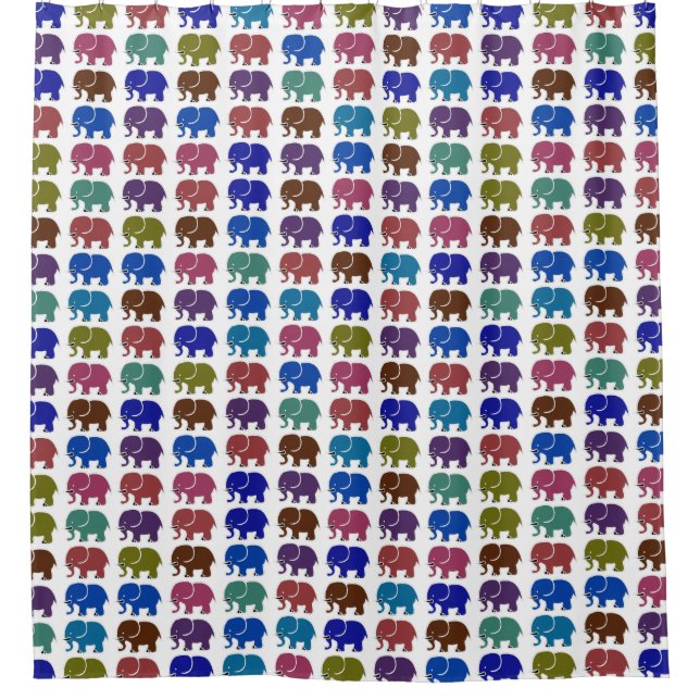colorful elephants shower curtain (Front)