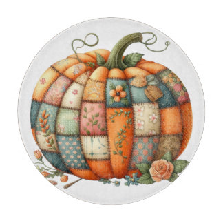 COLORFUL EMBROIDERY LOOK FALL PUMPKIN CUTTING BOARD