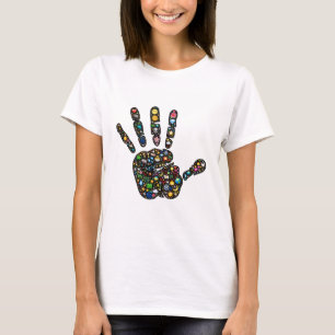 Colorful Emoji-art nature icon handprint design T-Shirt