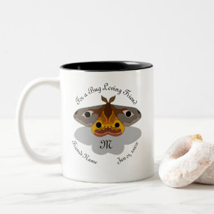 Colorful Emperor Moth Monogram Two-Tone Coffee Mug