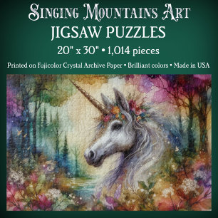 Colorful Enchanted Watercolor Unicorn Jigsaw Puzzle