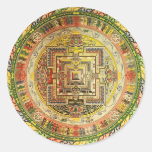 COLORFUL ESOTERIC TIBETAN MANDALA CLASSIC ROUND STICKER