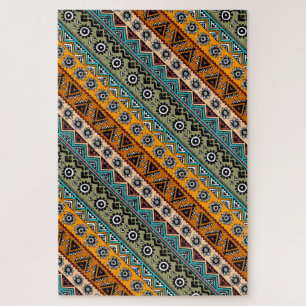 Colorful ethnic aztec patterns design decorative jigsaw puzzle