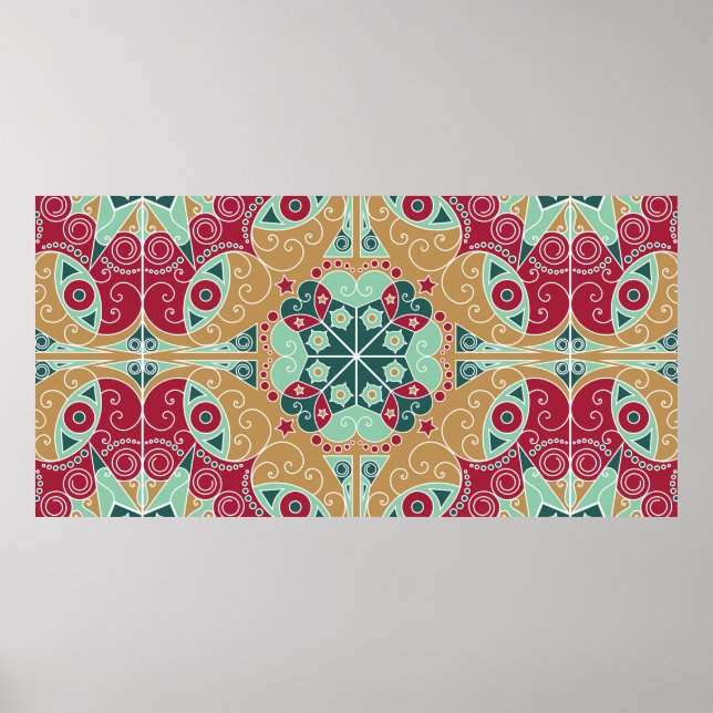 Colorful ethnic patterned background. Arabesque vi Poster (Front)