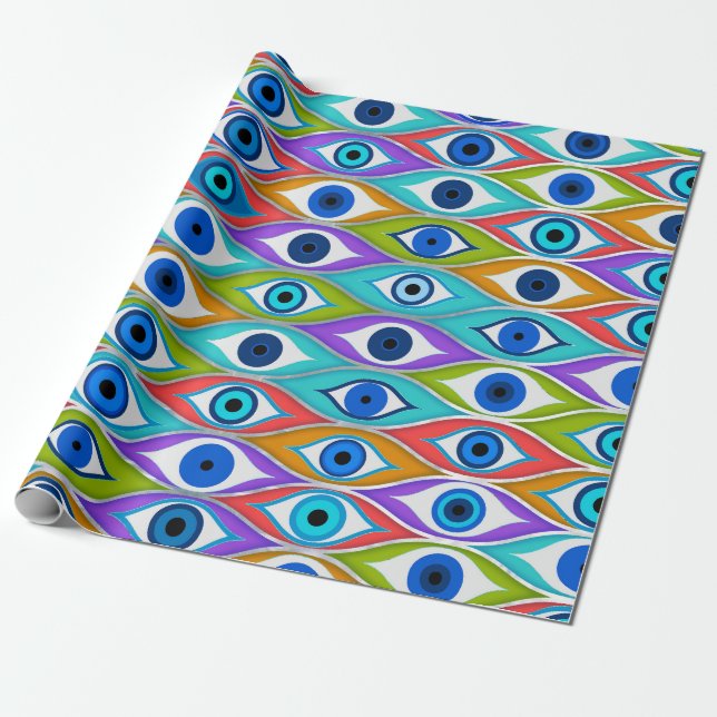 Colorful Evil Eye protection pattern Wrapping Paper (Unrolled)
