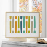Colorful Exclamation Points Geometric Mid Century Poster<br><div class="desc">This fabulous mid-century modern poster features stacking exclamation points in the colors of turquoise blue,  orange,  tan,  avocado green,  blue,  and black. Add that bit of funky that your decor needs.</div>