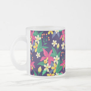 Colorful Exotic Floral Pattern-23021 Frosted Glass Coffee Mug