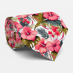 Colorful Exotic Flowers Design Neck Tie