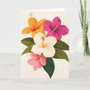 Colorful Exotic Flowers Holiday Card