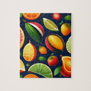 Colorful Exotic Fruits Pattern Jigsaw Puzzle