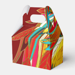 Colorful Exotic Tribal Feathers Red Favour Box