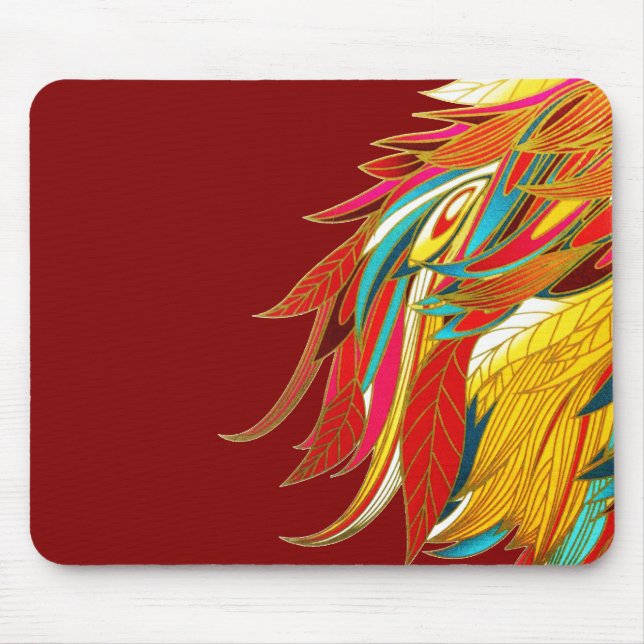 Colorful Exotic Tribal Feathers Red Mouse Mat (Front)