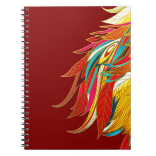 Colorful Exotic Tribal Feathers Red Notebook