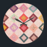 Colorful Fabrics Pattern Large Clock<br><div class="desc">fabric pattern in multi colors.</div>