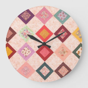 Colorful Fabrics Pattern Large Clock