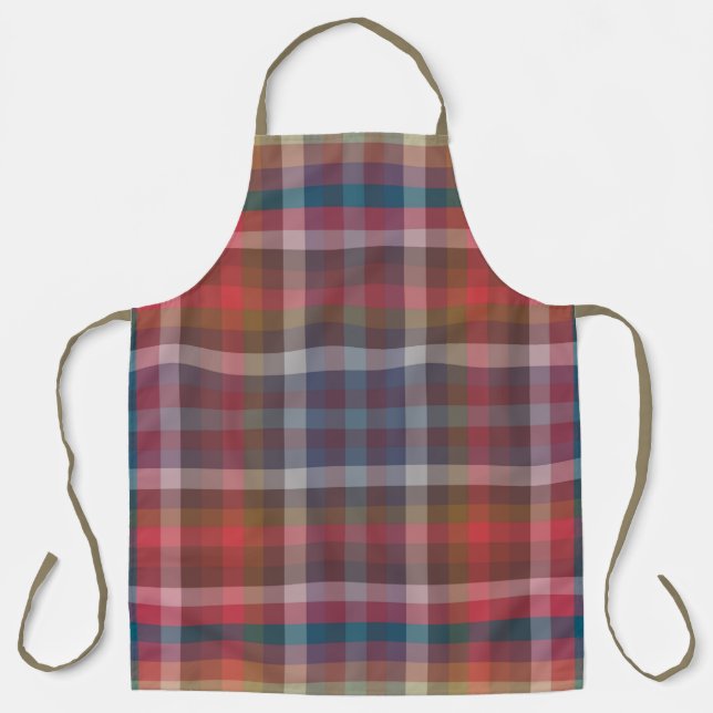 Colorful Fall And Winter Colored Checkered Pattern Apron (Front)