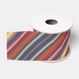 Colorful Fall And Winter Colored Stripes Pattern Grosgrain Ribbon