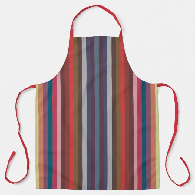 Colorful Fall And Winter Colored Vertical Striped Apron (Front)