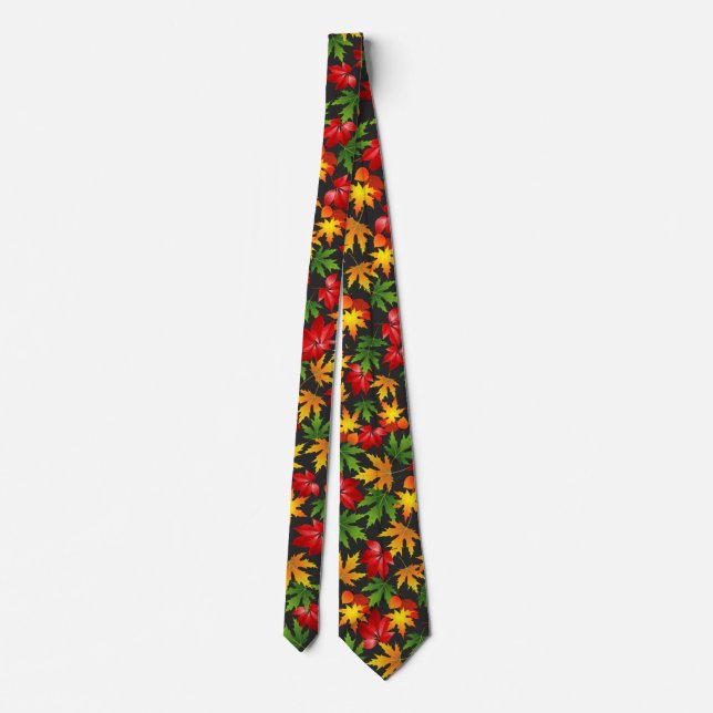 COLORFUL FALL AUTUMN MAPLE LEAF ABSTRACT PATTERN TIE (Back)