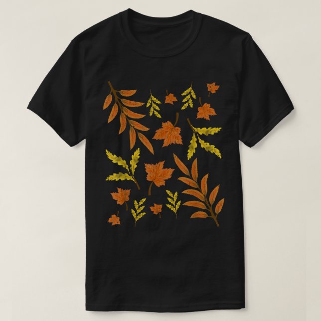 Colorful Fall Leaves Botanical Autumn Trees Nature T-Shirt (Design Front)