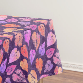 Colorful Fall Leaves On Purple Pattern Tablecloth