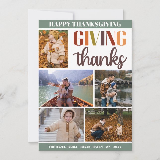 Colorful Fall Thanksgiving Family Customizable Holiday Card (Front)