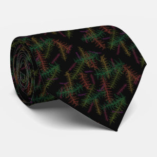 Colorful Fallen Leafy Repeating Pattern On Black   Tie