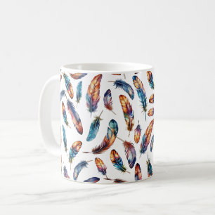 Colorful Falling Feather Art - Boho Graphic Print Coffee Mug