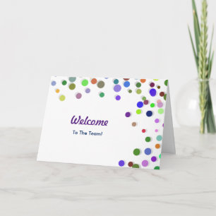 Colorful Falling Sparkles Polka Dots Welcome Card